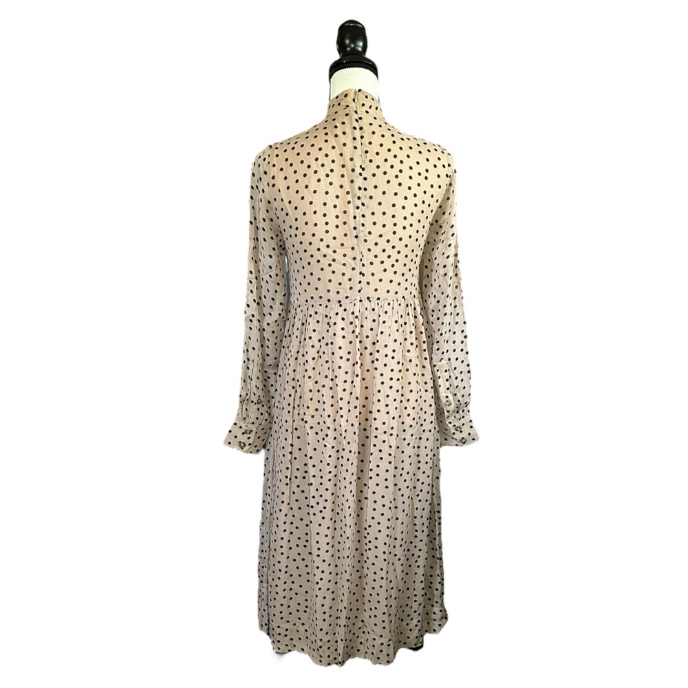 GANNI Neutral Polka Dot Georgette Midi Dress Long Sleeve Scandi Style EU 32/US 0 - Picture 3 of 16